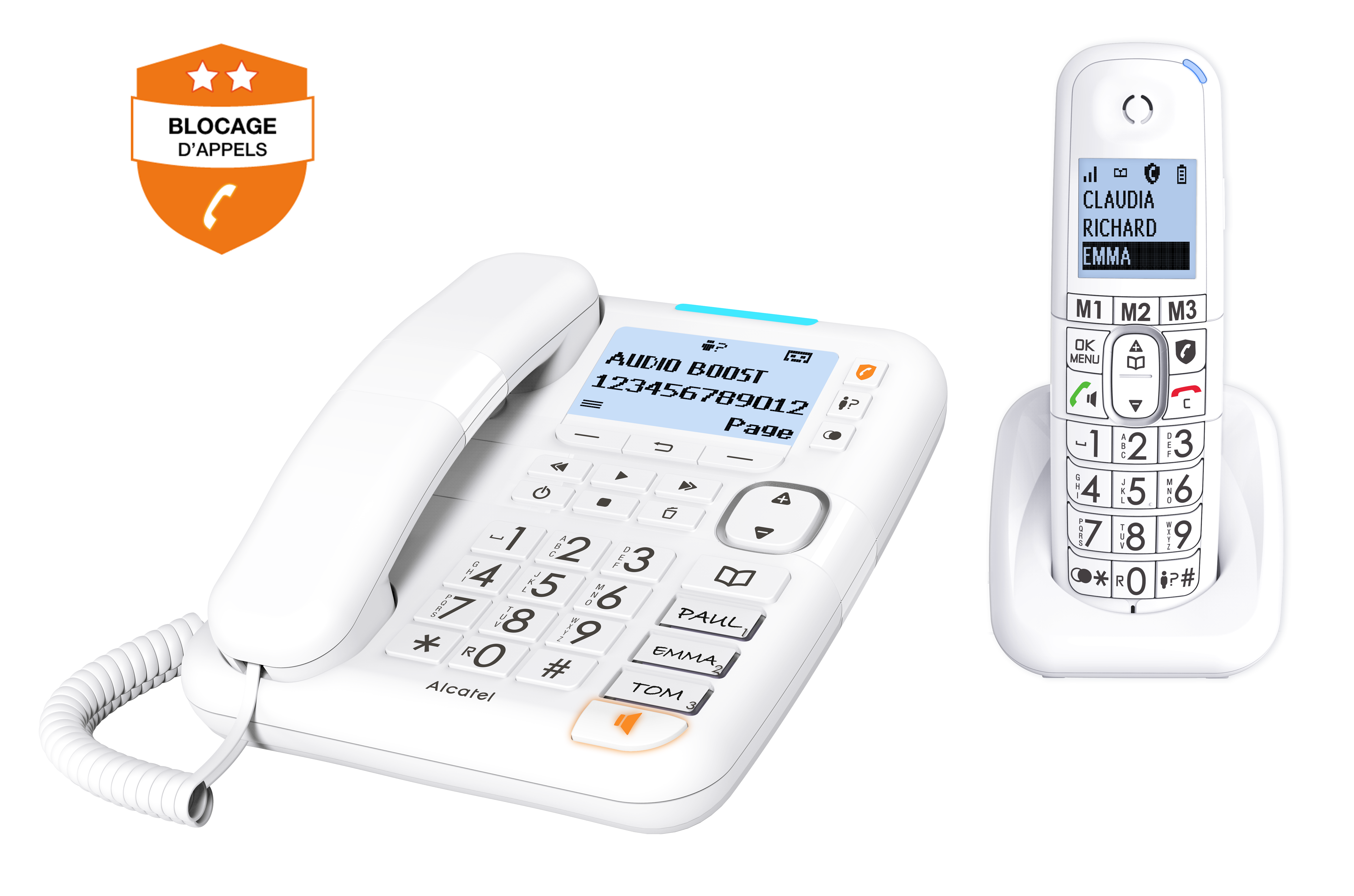 Téléphone fixe et sans fil Alcatel XL785 Combo Senior avec touches extra  larges et